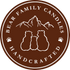 Bear Family Candles logo, 3 bears sitting next to each other facing away looking at mountains. "Bear Family Candles Handcrafted
